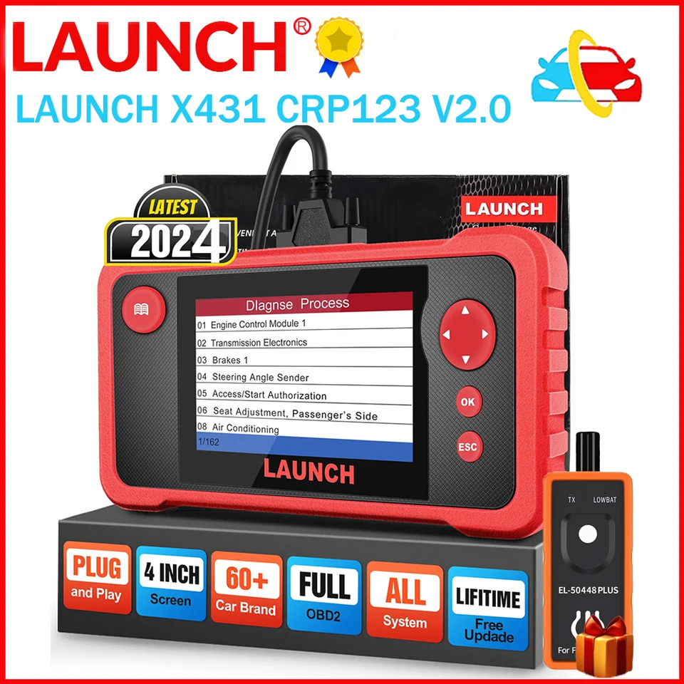 Spustenie X431 CRP123 V2.0 Plus Scanner OBD2 Všetky systémy Diagnostické nástroje automobilu Oil SAS atď.