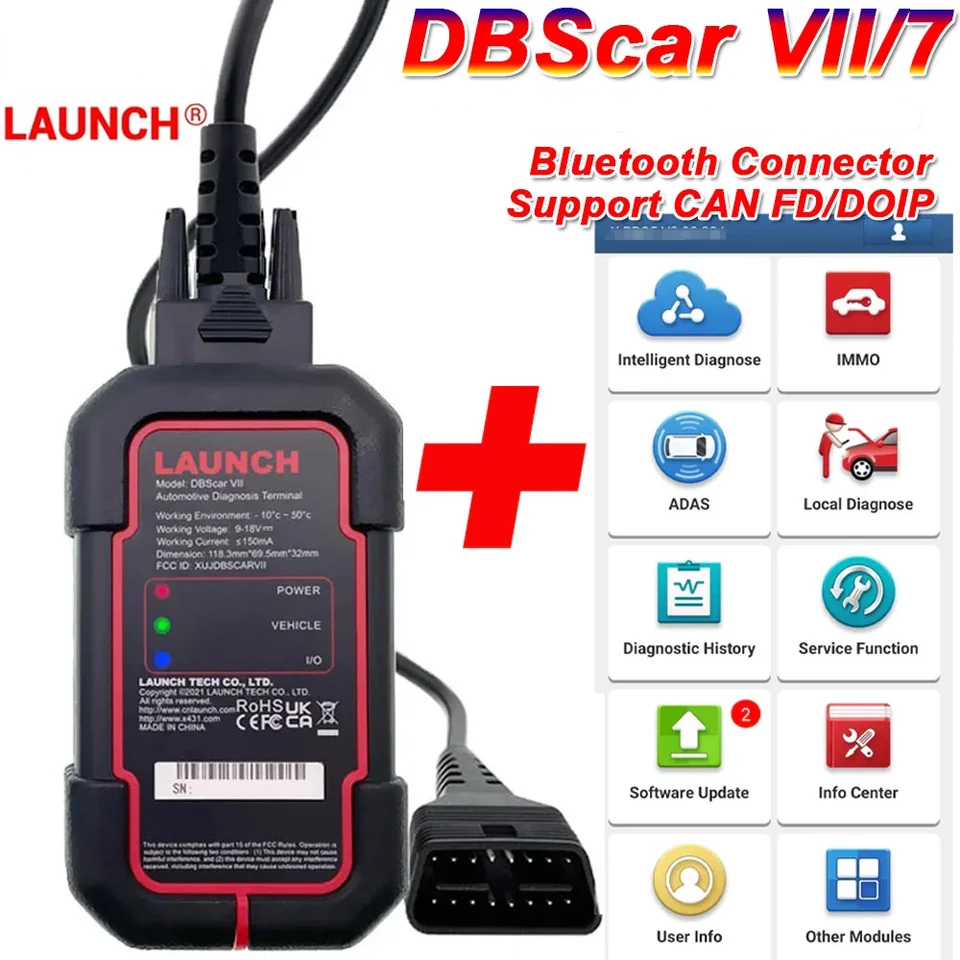 Spustenie X431 DBSCAR VII DBSCAR7 Bluetooth Connector DBSCAR Kódový skener Podpora DOIP CAN FD Protokol pre DZ XD PROG