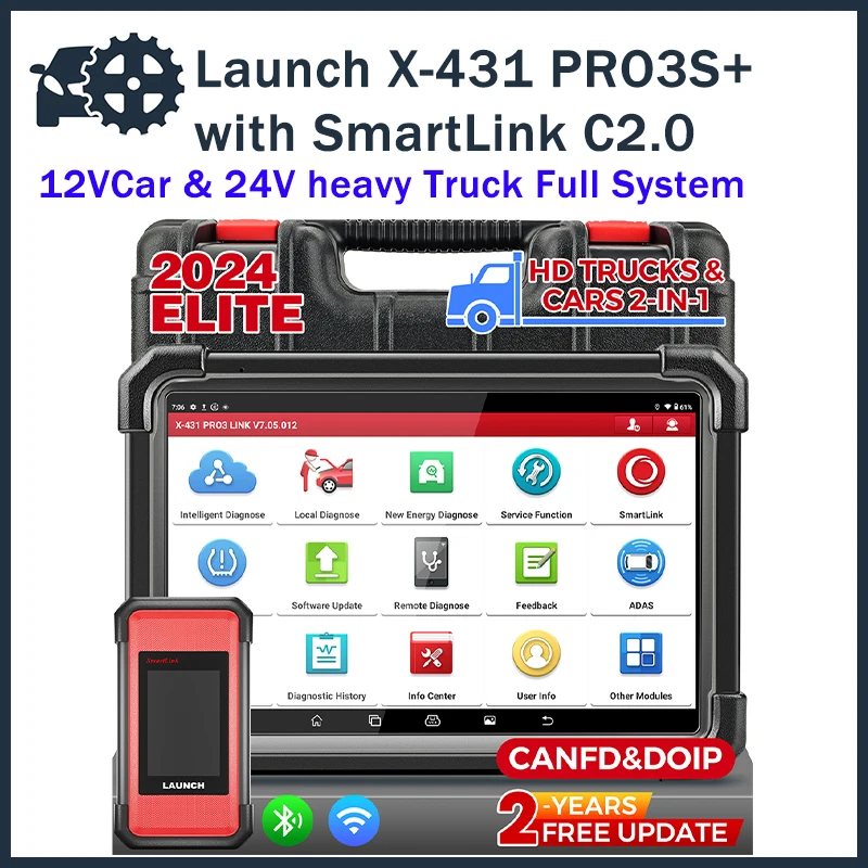 Spustenie X431 PRO3S+ SMARTLINK HD 12V 24V Diagnostický nástroj pre nákladné vozidlá Všetci systém Kódovanie ECU kódovanie dieselovej benzínu J2534
