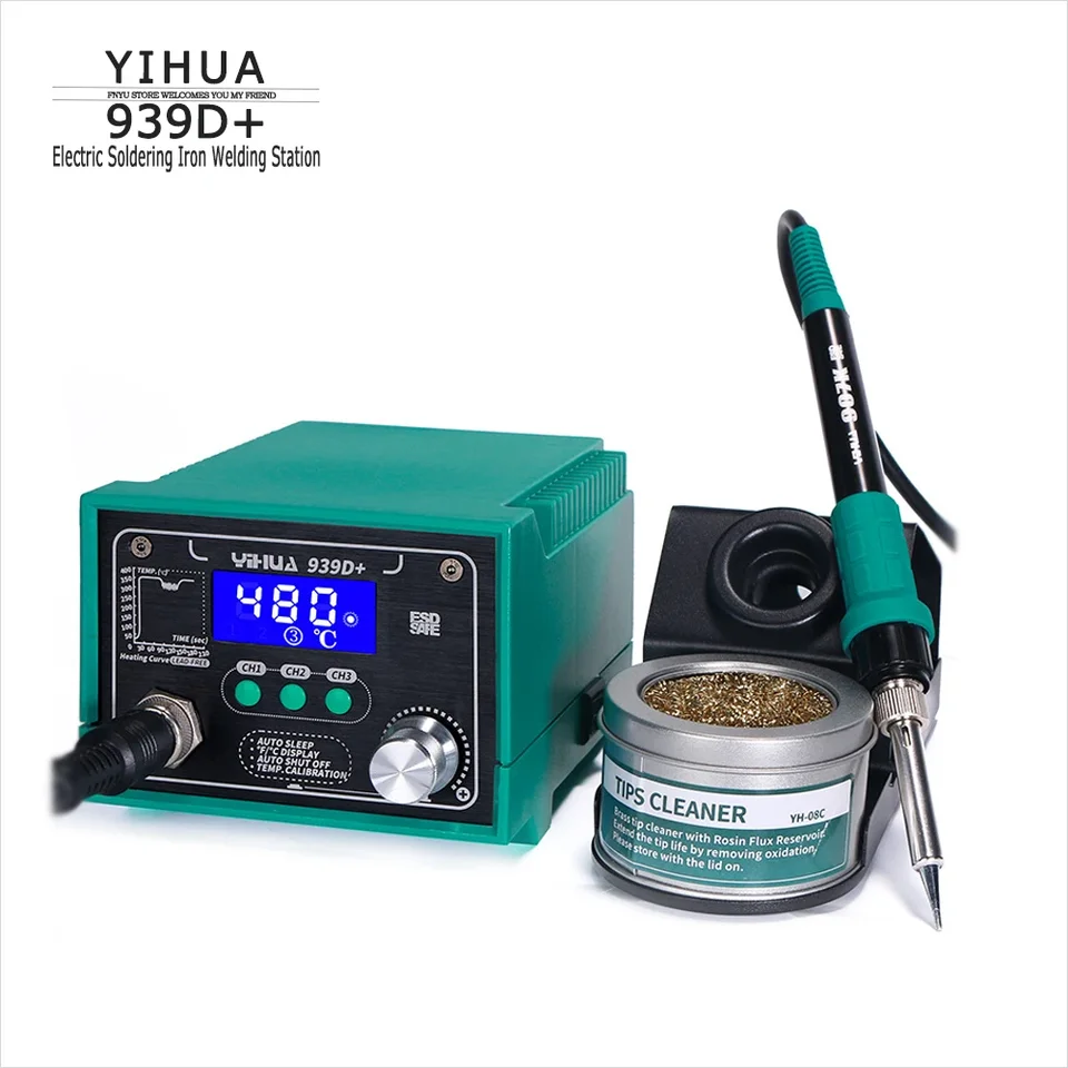 Spájkavá stanica Yihua 939D+ elektrický spájkovací železo C/F teplotný spínač LCD High -Power Digital Display Welding Tabuľ