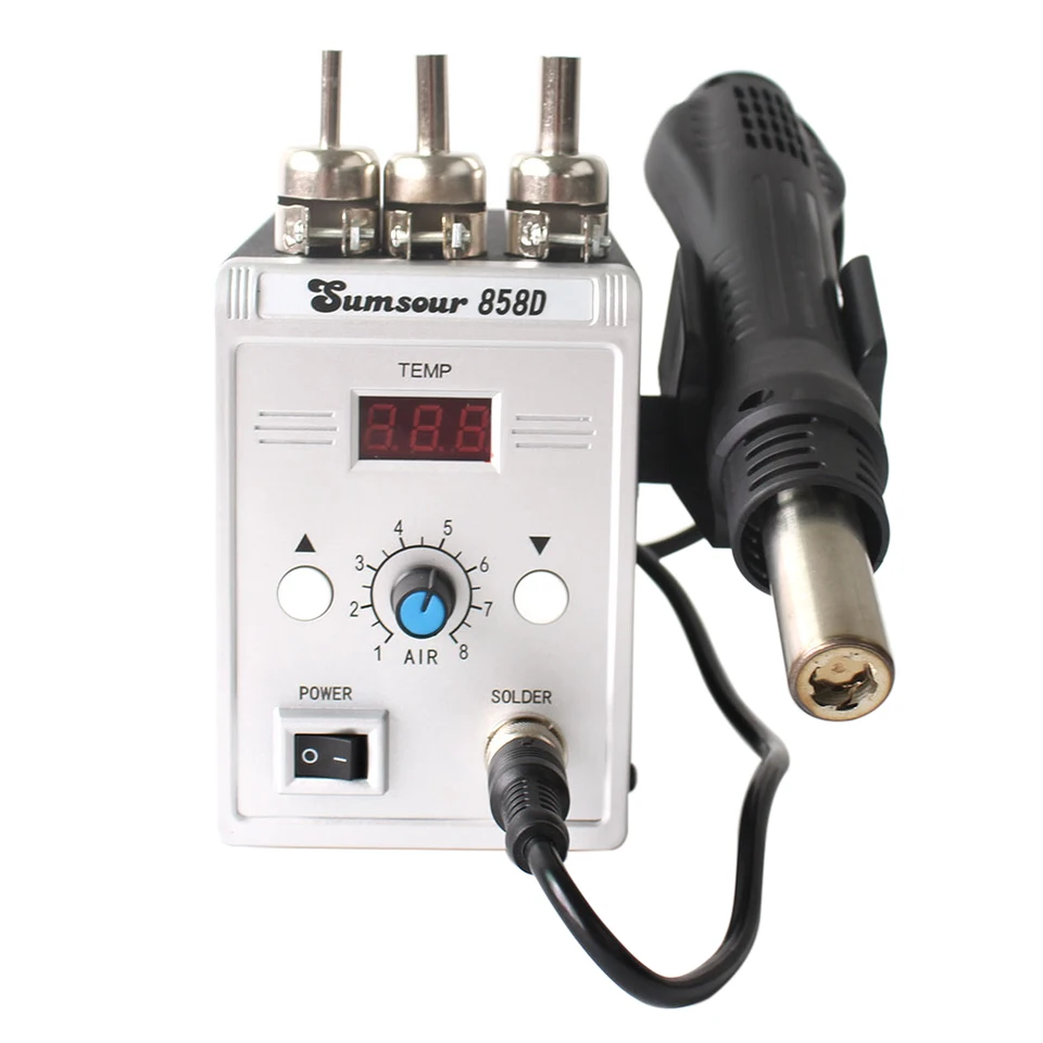 Spájká Desoldering Station 858d 220V / 110V 700W Nastaviteľná digitálna displej Tepelná pištoľ BGA SMD horúca vzduchová pištoľ oprava spájka