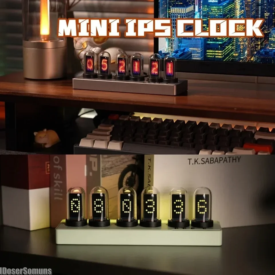 Spálňa Nixie trubica Alarm Clock Desktop Ozdoby farebné RGB Lights Game Room WiFi Control IPS pre priateľov Darčeky Dekorácie