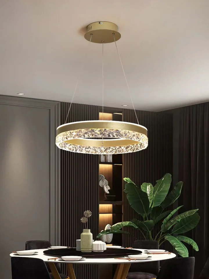 Spálňa prívesok lampa postmoderná minimalistická dutina z umenia Crystal Creative Study Restaurant Restaurant Kruhové svetlo