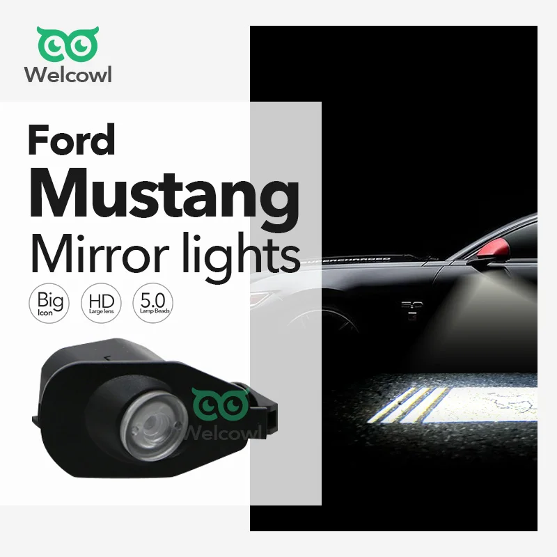 Spätné zrkadlo pre Ford Mustang CAR DOORE Dvere ICON ICON HD LED projektor Ghost Shadow Light 2013 2014 2015 2022 Welcowl