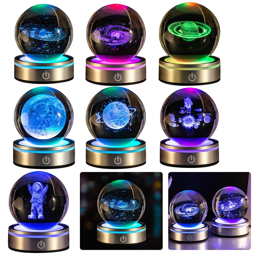Spínač Crystal Ball Night Light Touch Switch 3D Mliečna dráha Crystal Gall Light USB poháňaná 3D laserová gravírovacia lampa pre dekoráciu domácej spálne