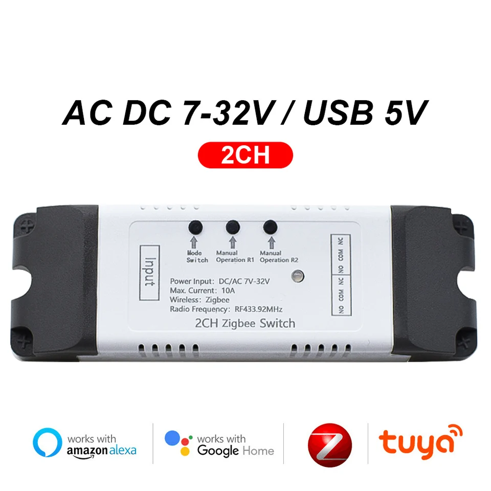 Spínač inteligentného prijímača 1/2/4ch relé Zigbee tuya Wifi Motor Motor Motor USB 5V 7-32V 85-250V RF433 Smart Light Garage Oosenter garážových dverí