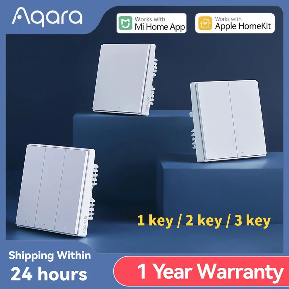 Spínač na stene Aqara D1 Zigbee Smart Wireless Switch Key Light Diaľkový ovládací drôt s /bez neutrálnej práce s MI Home HomeKit