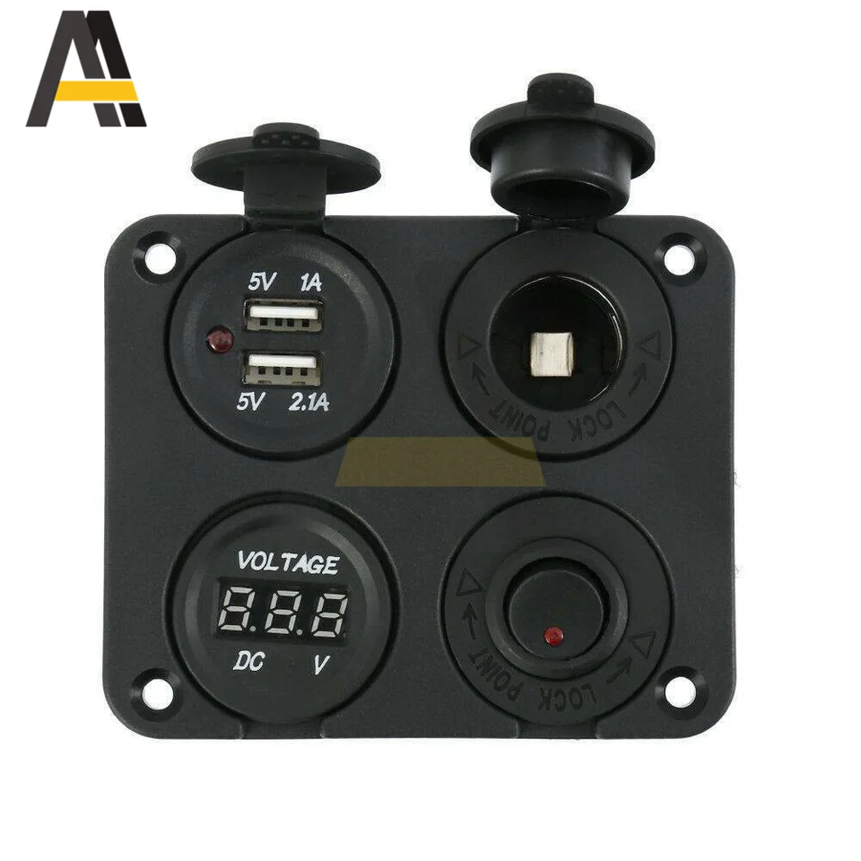 Spínač nabíjačky automobilu s voltmeterom Dual USB 24V 3.1a 4 in 1 Panel Cigaret Svetžná zásuvka zapnutá/vypnutá soketová svedok