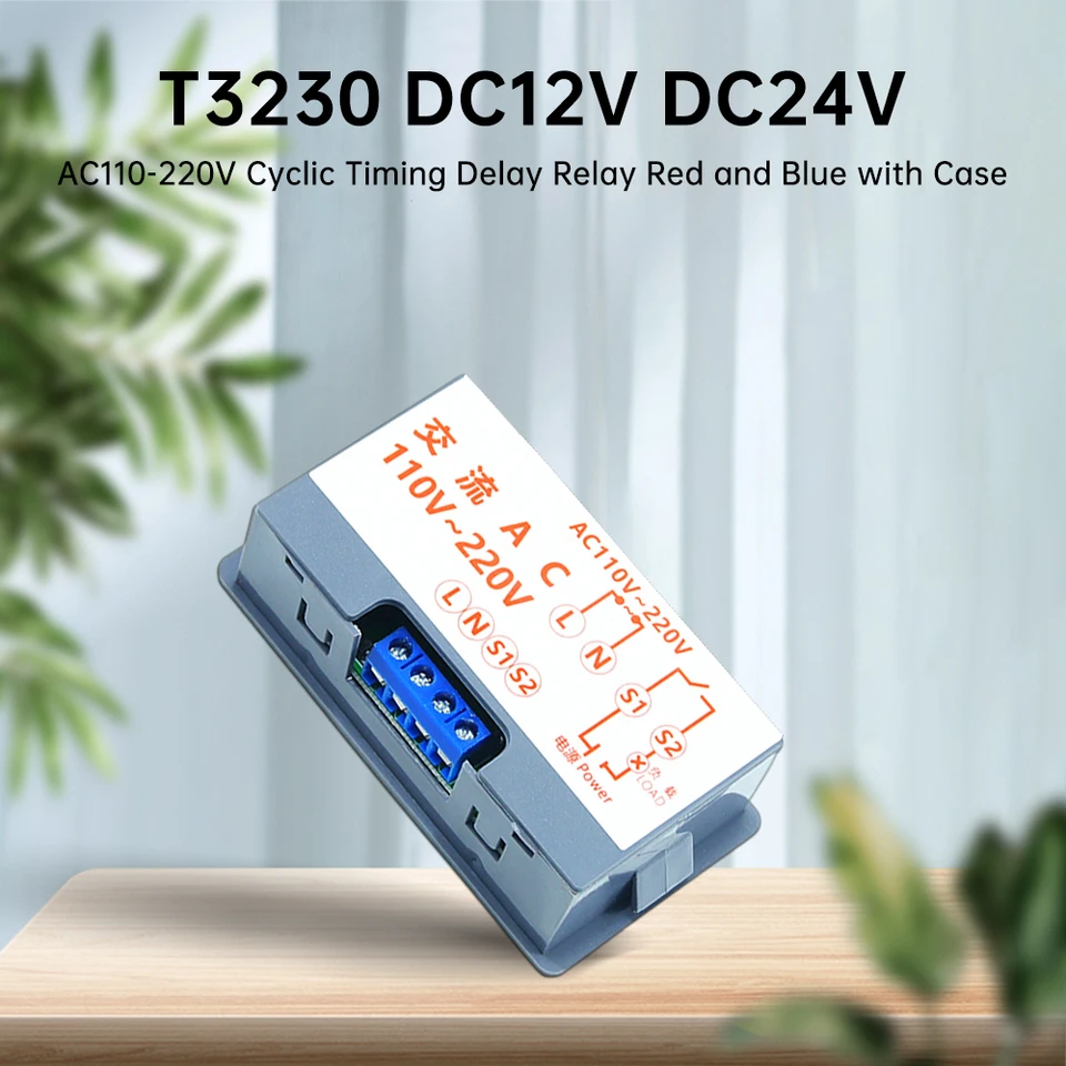 Spínač riadenia cyklu LED displeja AC 110V 220V DC 12V/24V Digitálne časové oneskorenie relé T3230