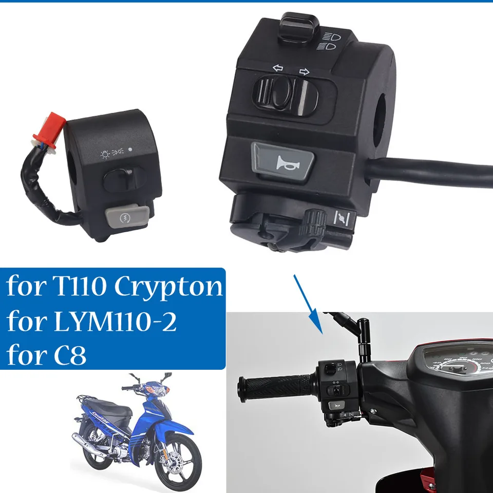 Spínač riadenia riadidla riadenia motocyklového spínača elektrického spínača pre Yamaha Crypton R T110 C8 T110C