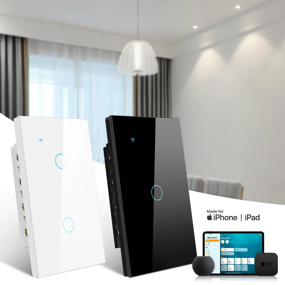 Spínač senzorov Smart Touch Smart Touch 1/2/3 Gangs WiFi Apple Siri Voice App diaľkové ovládanie US AC110V-120V pre domáce zariadenie
