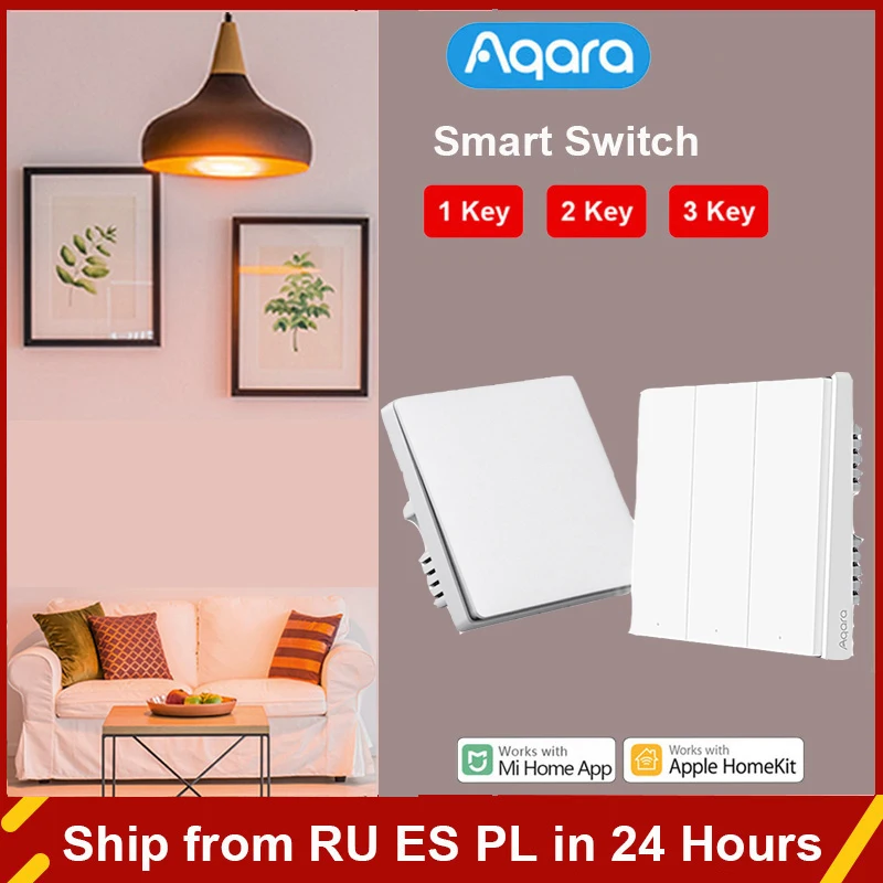 Spínač steny Aqara D1 Zigbee Smart WiFi Wifi Wireless Key Light Diaľkový ovládací vodič s /bez neutrálnej práce s MI Home Hom