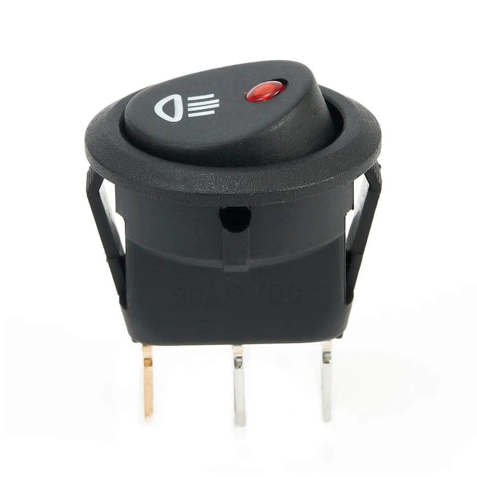 Spínač vozidla Svetlo LED prepínač LED prepínač LED 23 mm vypnuté vypínač Rocker Round 12V Red LED Hmlová svetlo svetlo Symbol symbol auta Van Truck