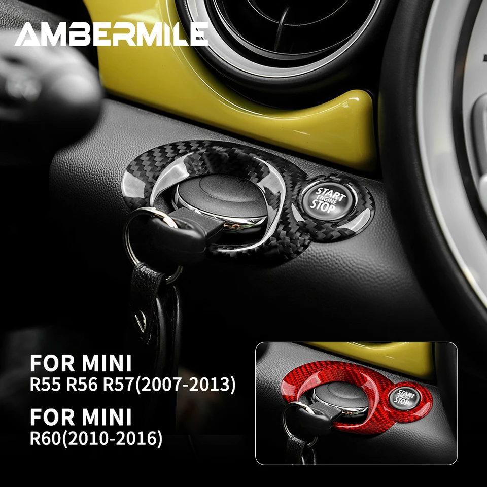 Spínač zapaľovania automobilu Štart Stop Keyho dierka pre Mini Cooper R55 R56 R57 R60 Panel Cover Tink Tinker Interiér uhlíkových vlákien