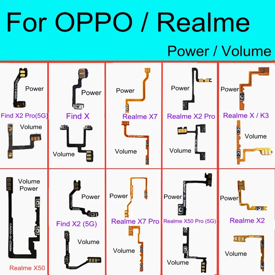 Spínače stlňovacieho kľúča zapnuté kábel napájania hlasitosti pre OPPO Nájdite x2 k3 Realme x x2 x7 x50 Pro 5g Flex kábla