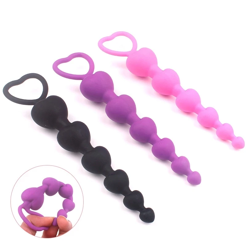 SRDCE Anal Plug Beads Balls G-SPOT Stimulátor prostaty Massager Butt Plugs orgazmus sexuálne hračky pre ženy Men Pár dospelých výrobkov