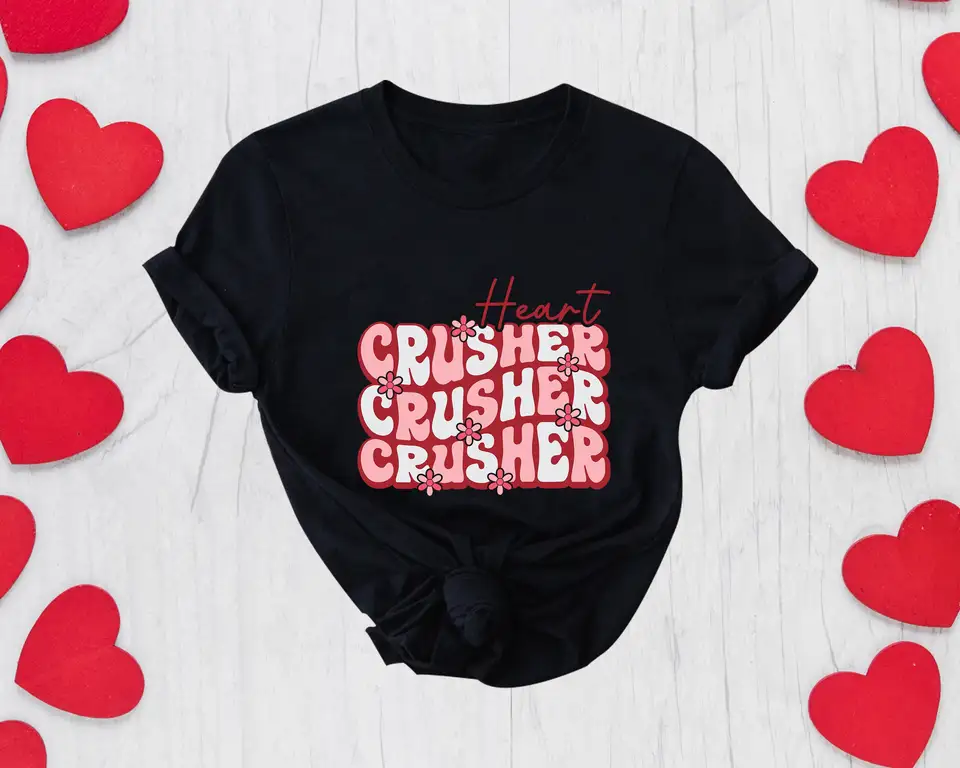 Srdce Crusher Monster Truck T tričko Valentines deň Valentína