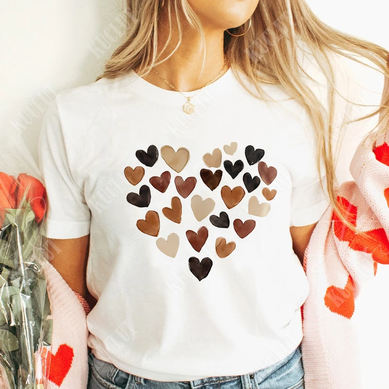 Srdiečka Grafické odpaliská Valentín Deň Tričko Tričko módne príležitostné minimalistické tričká Srdce Tees Tees Tričko s krátkym rukávom pre ženy