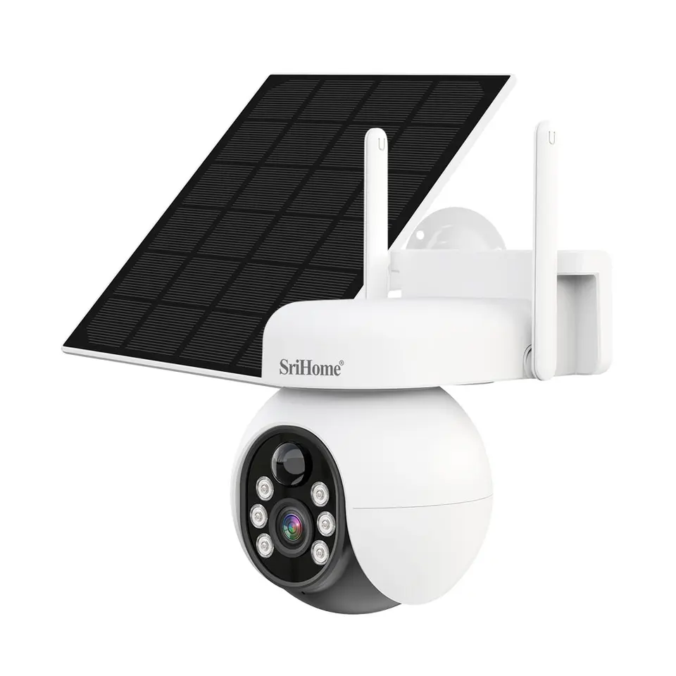 Srihome DH001 4MP 1440p Solárna energia Full Colors Wireless PTZ 4G Camera AI Humanoid Detection Home Seucity CCTV Baby Monitor