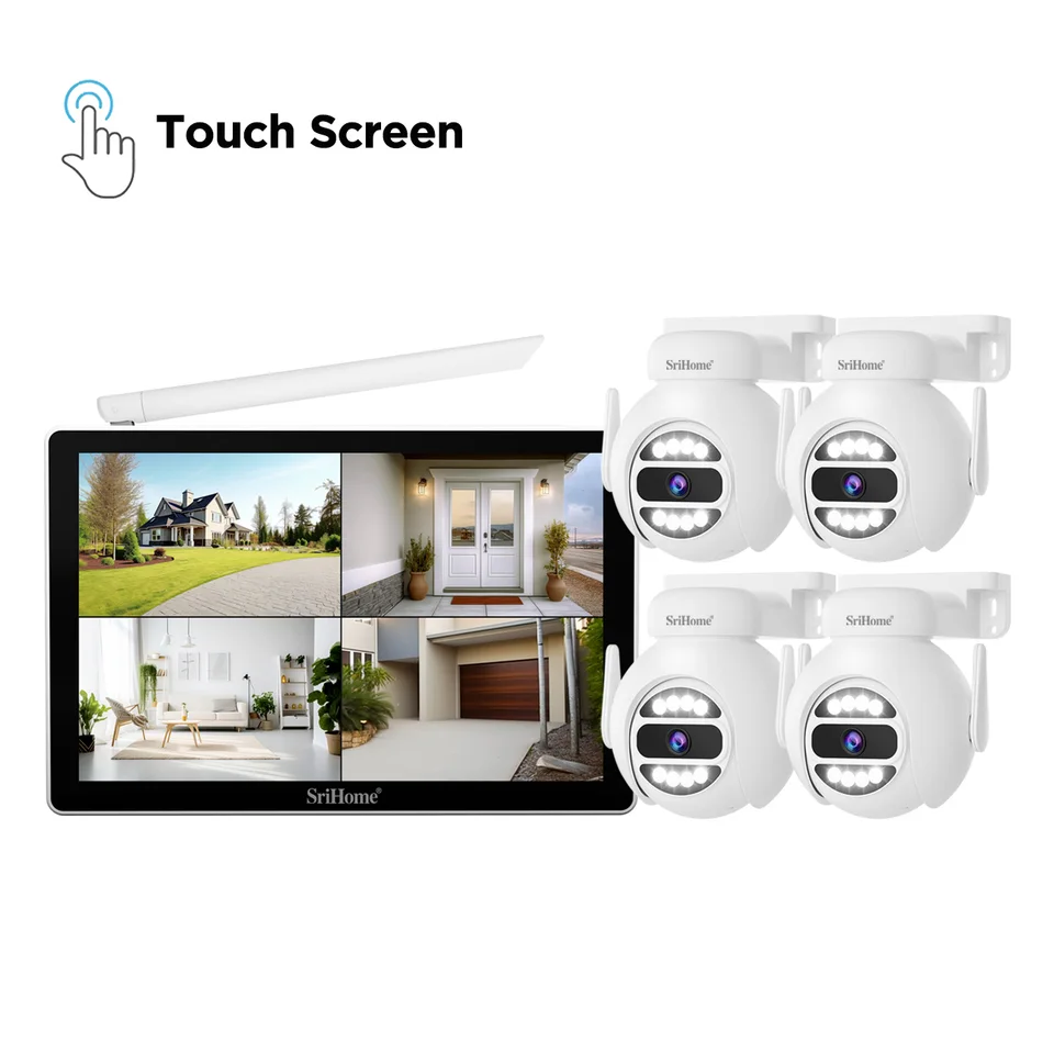Srihome NVS010 5MP 10 palcov 4 Crstoless NVR súprava plná farba AI Humanoid detekcia domáca bezpečnosť WiFi IP Camera Baby Monitor