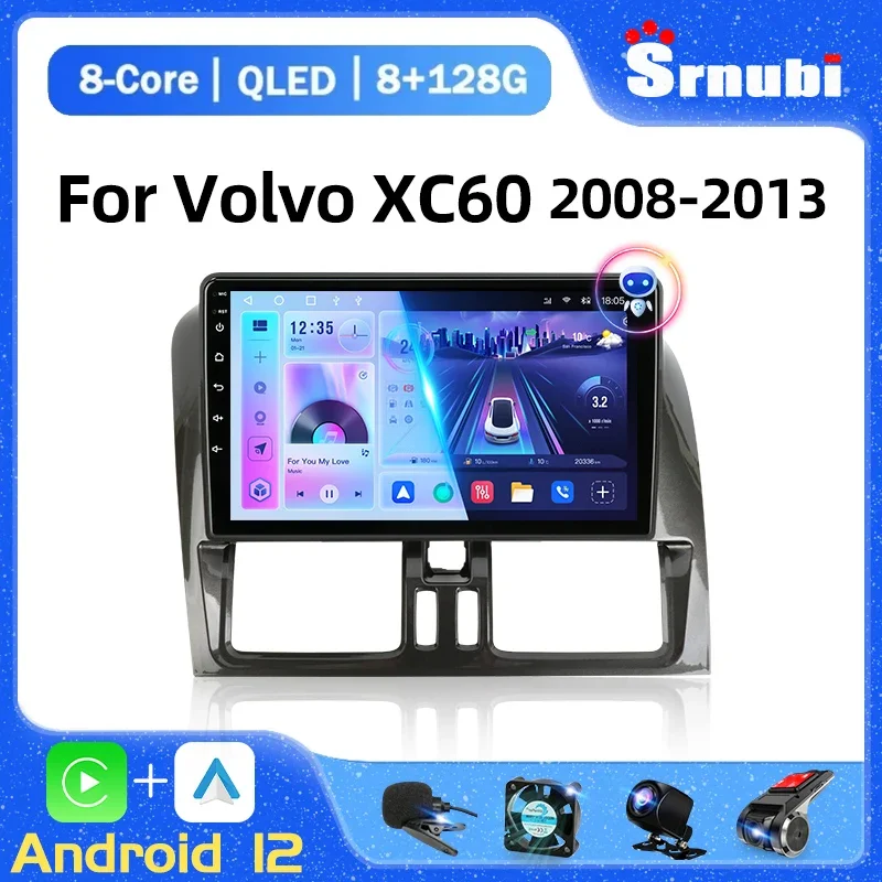 SrnuBI Multimedia Player Android Car Radio pre Volvo XC60 Que 1 2008 2009 2010 2012 2013 2013 4G GPS BT CarPlay 2DIN DVD Autostereo