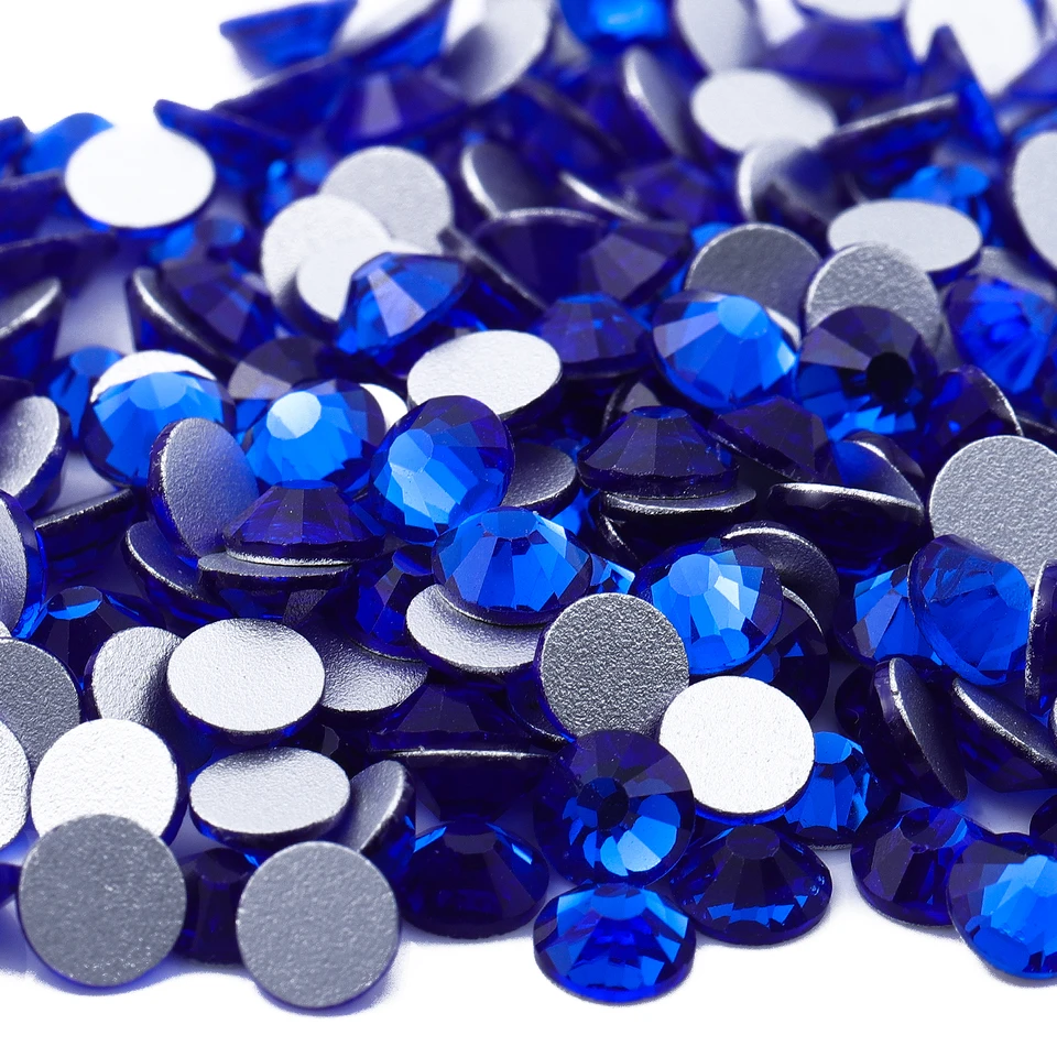 SS3-SS60 Sapphire Vysoko kvalitné strieborné dno, ktoré nie sú hotfix kamienky Bling Bling Glass Crystal pre nechty