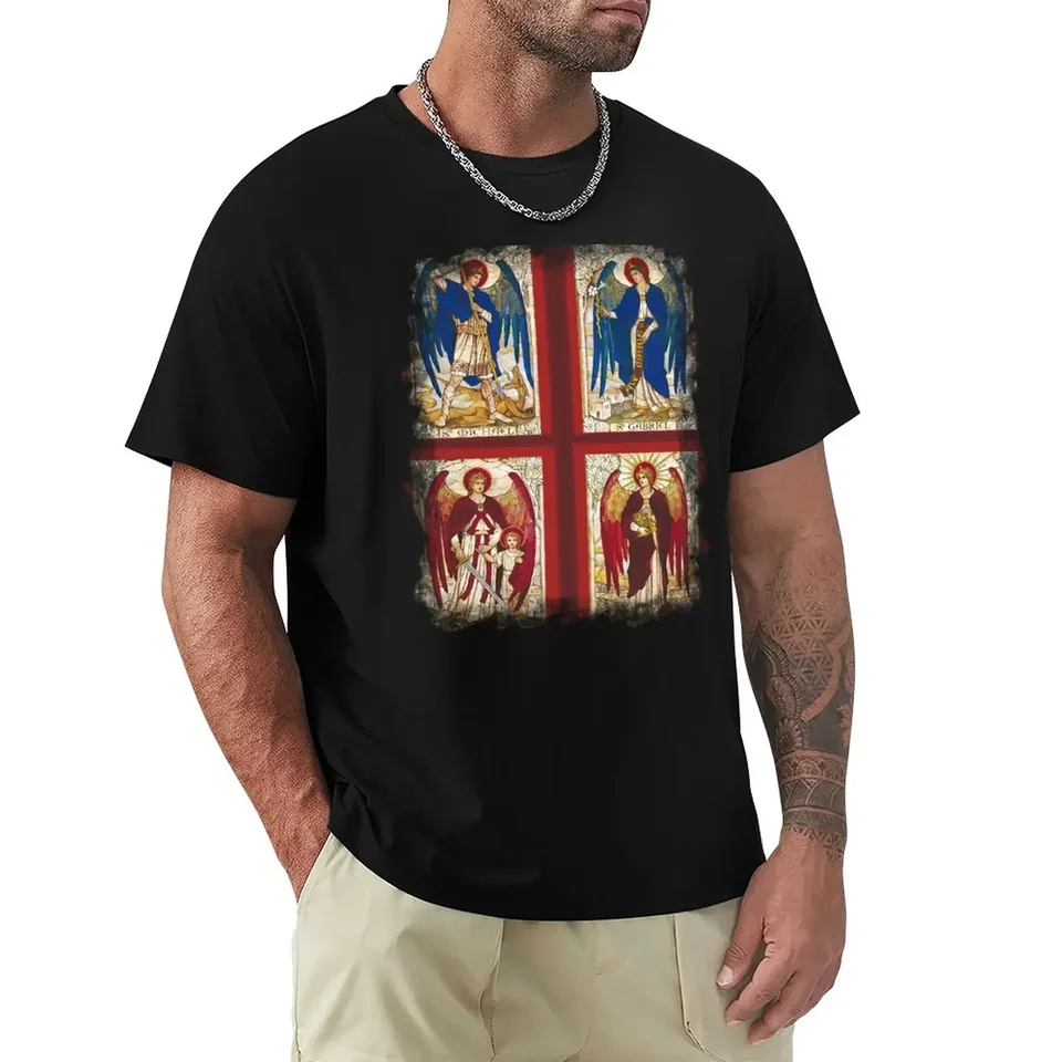 St Michael Gabriel Raphael a Uriel Archangel Angel Saint Tričko plus veľkosti tops chlapci biele vznešené pánske tréningy tričko 2024