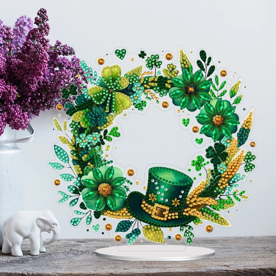 St. Patricks Day Diamond Diamond Painting stolové ozdoby Kit Desktop Diamond Art Kits 5D DIY Diamond Art stolové dekorácie