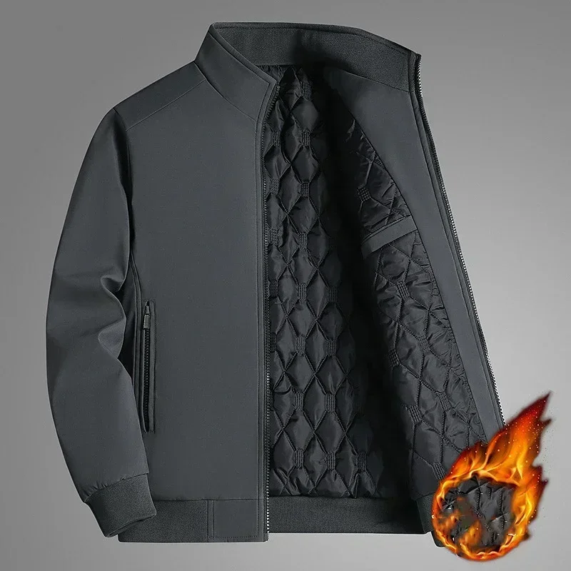 Stand Golier Solid Winter Jacket Men nepremokavá teplá obchodná zimná hustá bunda pre mužov Husté príležitostné kabáty plus veľkosť 8xl