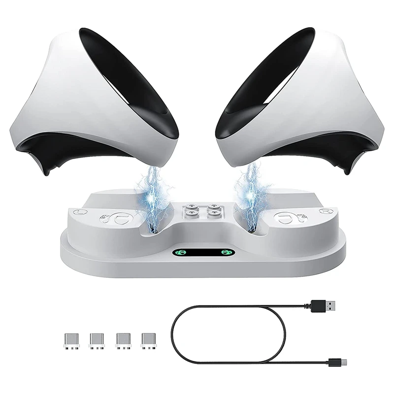 Stanica nabíjania za tepla pre ovládač PS VR2, stojan na nabíjanie VR Controller Dock so 4 magnetickou sponou typu C a káblom typu C