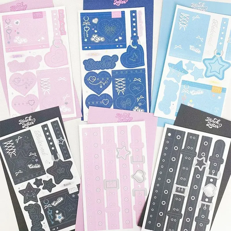 Star Cowboy Love Card Sticker Korean Trojrozmerný pásový hraničný dekorácia ručný materiál