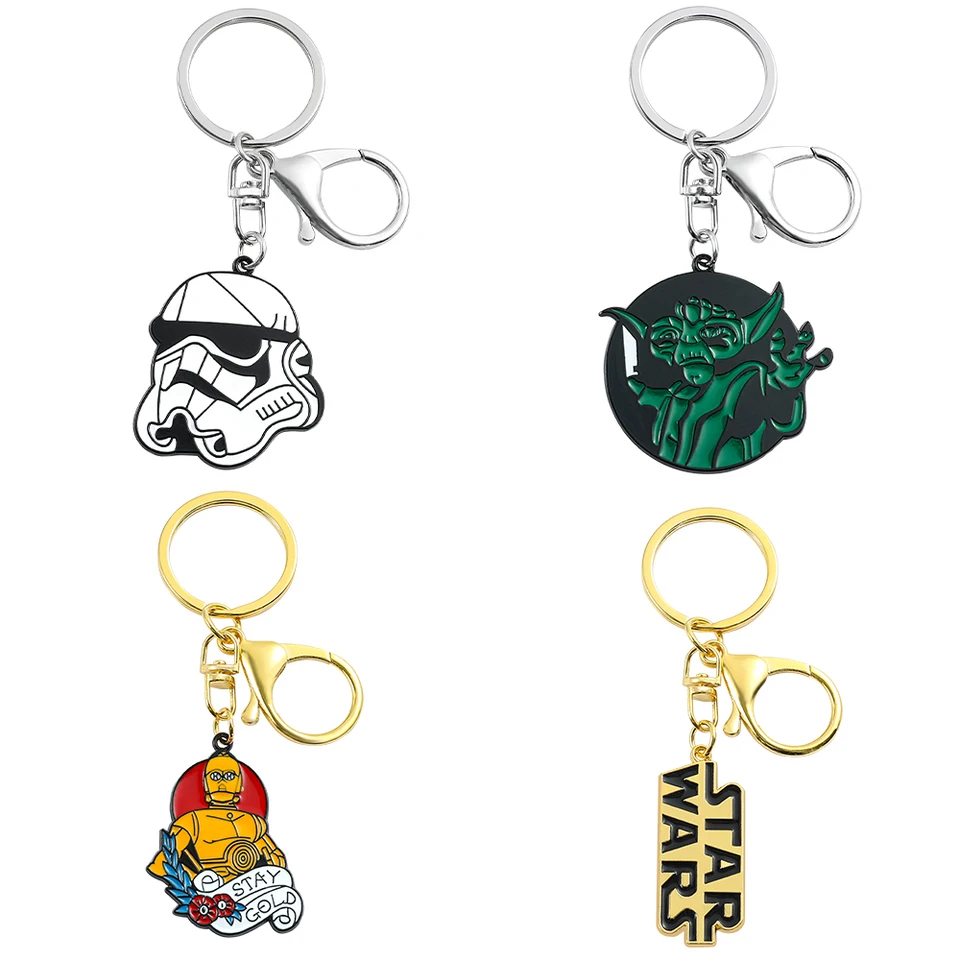 Star Imperial Stormtrooper Keychains Yoda Anime Enamel Pendant Keyrings Robot C-3PO kovový držiteľ pre mužov