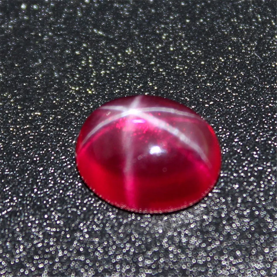 Star Ruby Oval Cabochon hladký leštený povrchový tvar vajíčok krvná hviezda Ruby Cabochon Plochá chrbát Viacnásobné veľkosti, aby ste si vybrali C07M
