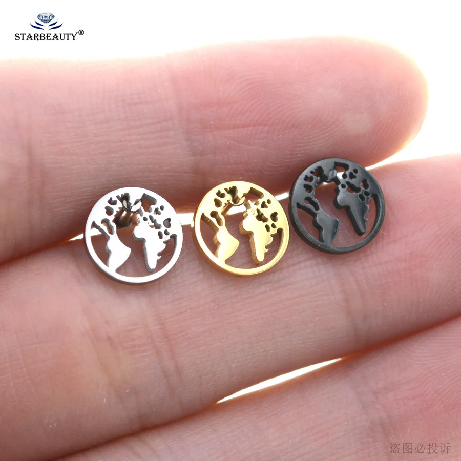 Starbeauty 1pc Round World Map Tragus Studs náušnice uši piercing špirála piercing cvok daith chrupavka náušnice lalokové ušné šperky