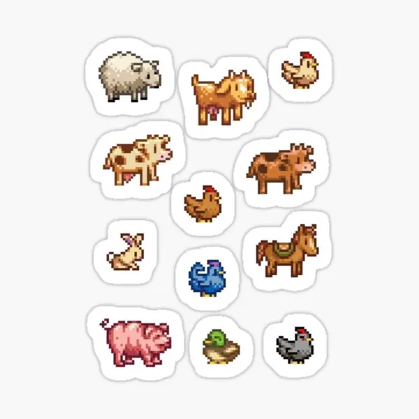 Stardew Valley Animals 5ks nálepky na pozadie Kid obývacia izba nálepky nárazník na nárazník Anime dekorácie automobilov Art tlač