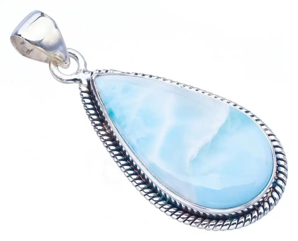 StarGems® Natural Larimar ručne vyrábaný 925 Sterling Silver Pendant 1,75 