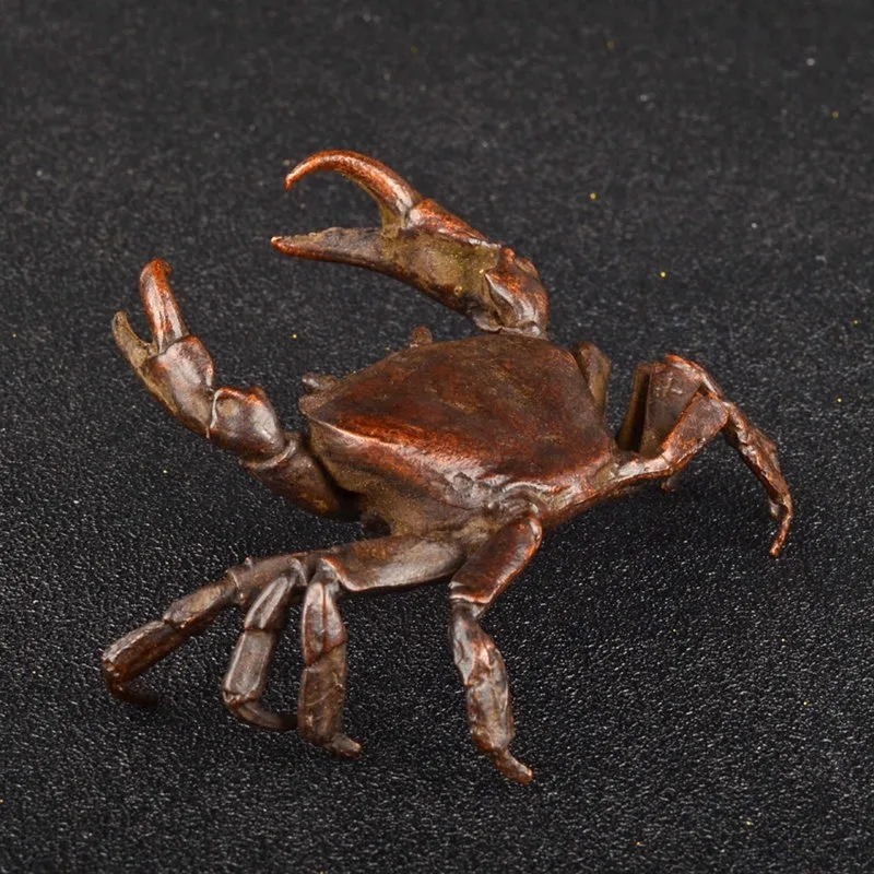 Starožitné veľké krabie socha čaj Pet Desk Ozdob Čisté mosadzné masívne zvieracie miniatúrne figuríny Vintage Domáce dekorácie príslušenstvo
