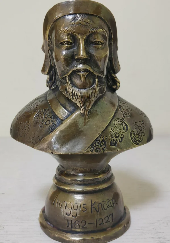 starožitný bronz vyrezávaný jedinečný genghis khan hrdina nomads busta busta