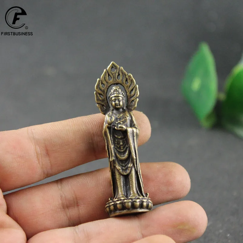 Starožitný medený Buddha socha domáce dekorácie doplnky pre obývaciu izbu malé ozdoby retro mosadzný kancelársky stôl miniatúrne figúrky