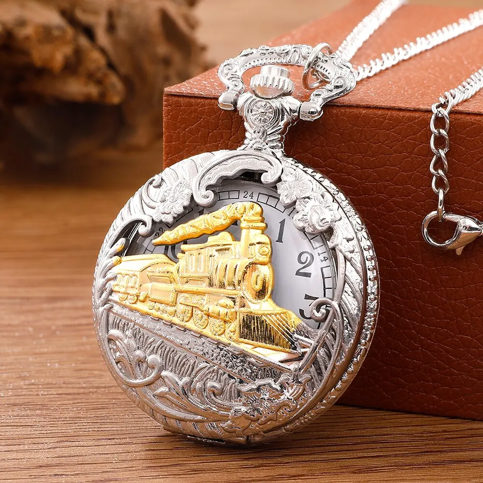Starožitný parný dizajn vreckových hodiniek s reťazovým náhrdelníkom vintage Quartz Pendant Watches hodinové reťaz pánske ženy Ženy