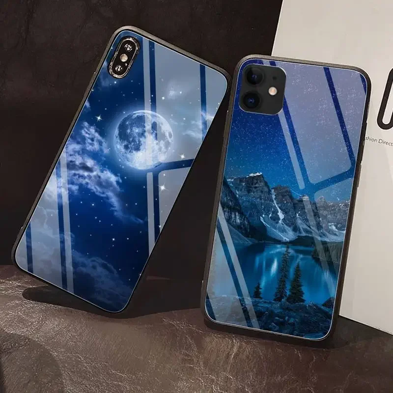 Starry Night Space Sky Sky Pase Templed Glass pre iPhone 15 14 13 12 Pro Max Mini 11 Pro XR XS Max 8 x 7 6 plus SE 2020 puzdro