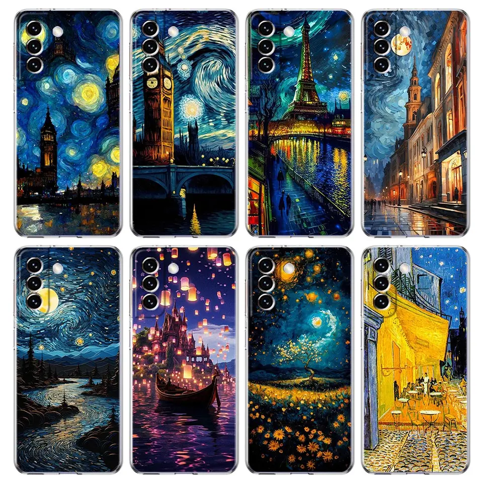 Starry Night Van Gogh Telefón puzdro pre Samsung Galaxy S24 S23 S22 S20 Ultra S21 Fe 5G S10 S9 Plus S10E S8 Silikónový číry obal