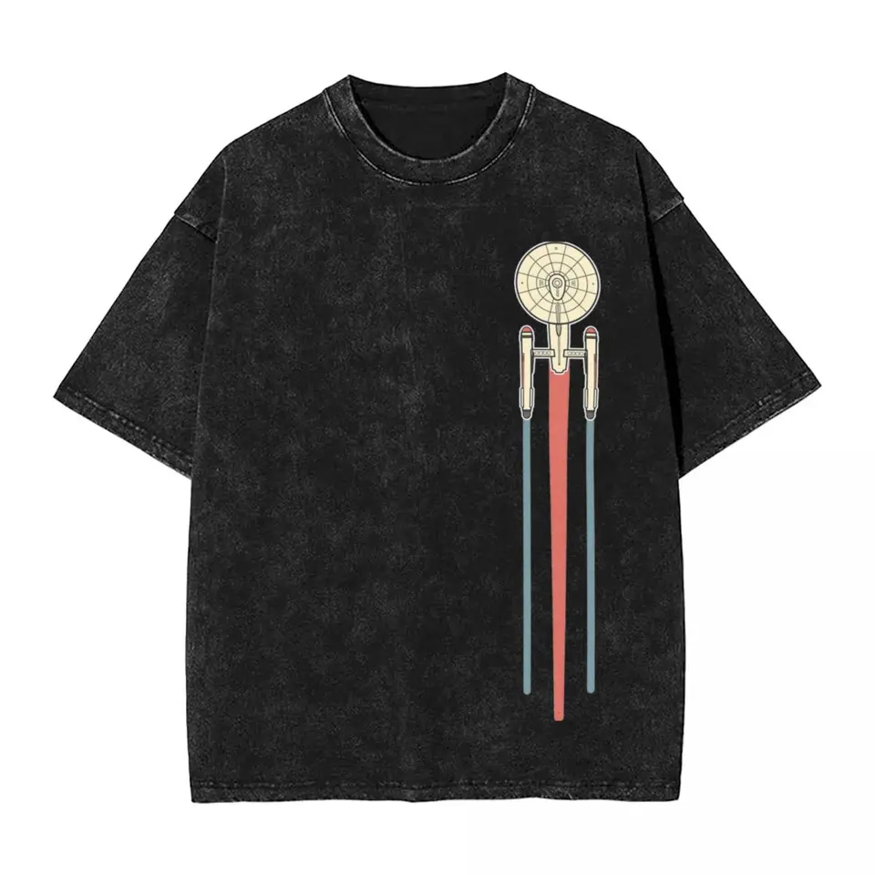 Stars-Treks USS Enterprise Washed T tričko streetwear hip hop módne tričko Tees Men Dám