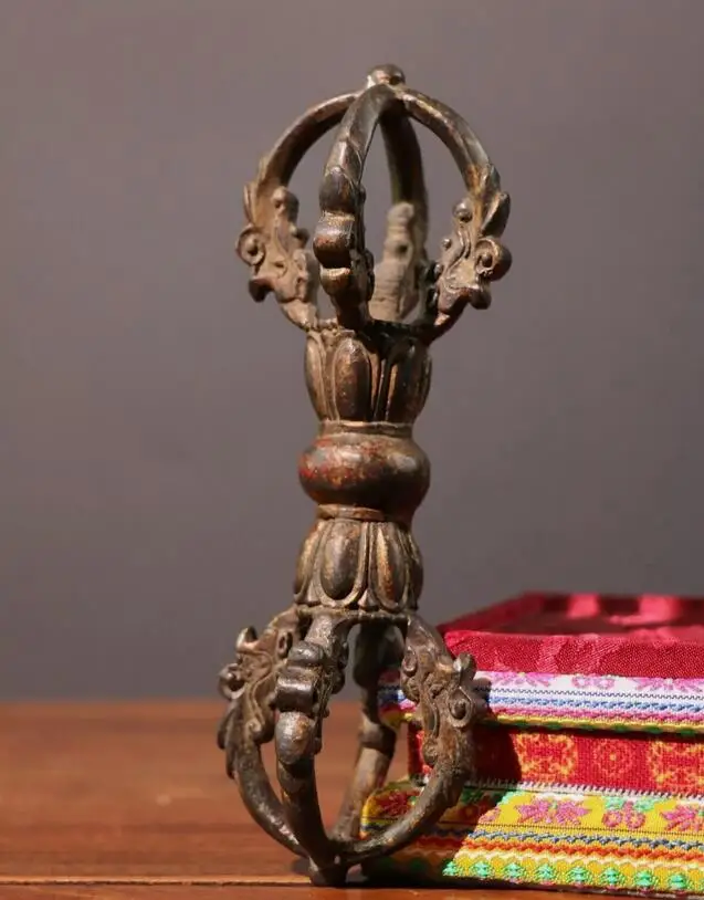 Starý tibet tibetský budhizmus bronz pozlátený Dorje Phurpa Pestle vajra exorcizmus faqi