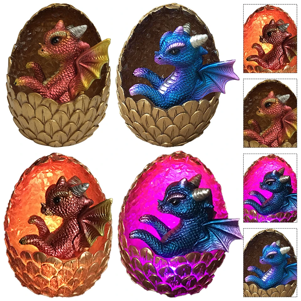 Stav osvetleného draka vajíčka socha láva Lava Dragon Egg Schumpture Simulation Crystal Dragon Egg Ornament Keti narodeniny vianočný darček