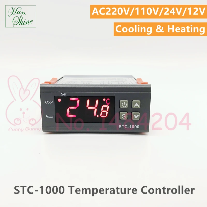STC-1000 220V 24V 110V 12V regulátor teploty termostatu pre inkubátorový akvárium Cold Chladk a zahrievacie prepínanie