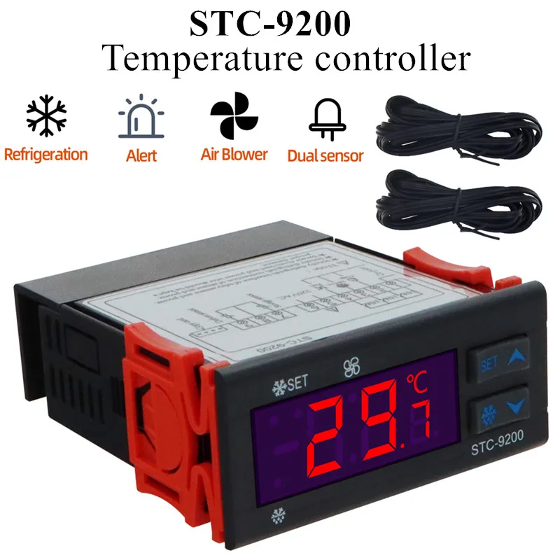 STC-9200 Regulátor teploty Digitálny termoregulátor mikroplácania termoregulátora digitálneho termorátora termoregulátora s alarmom ventilátora s alarmom ventilátora