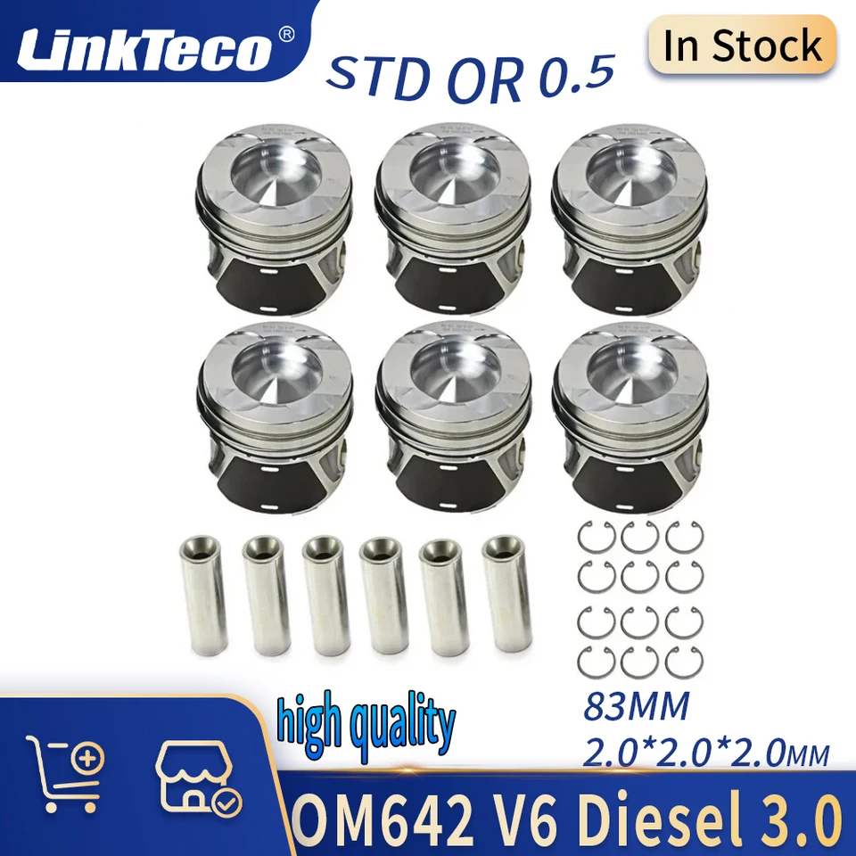 STD 0,5 Piesty Motor Piest & Rings Kit 3,0 LT V6 05-15 Diesel OM642 pre Mercedes-Benz Jeep Grand Cherokee Dodge Sprinter 3.0T