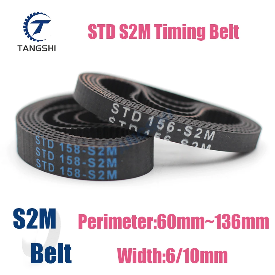 STD S2M Uzatvorená slučka Gumový časovací pás šírka 6/10 mm dĺžka S2M-60 66 72 74 76 78 80 84 88 88 90 92 94 96 98 100 102 104 106 ~ 136 mm
