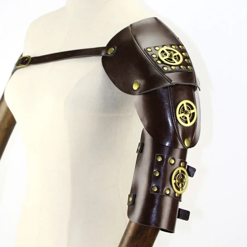 Steampunk Arm Guard Retro Gear Mechanical Stredoveké kyberpunk kožené kožené rameno brnenie Archer Shield Prop cosplay anime Accesso Mn8
